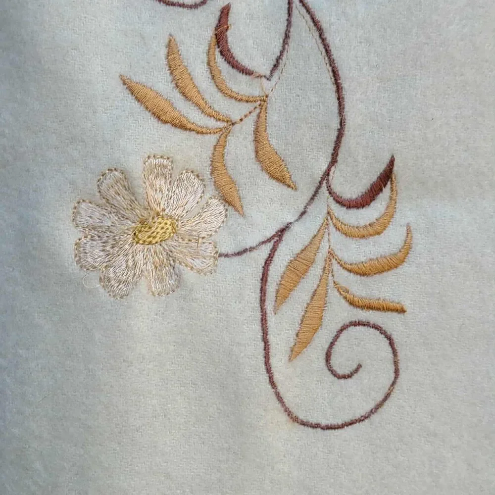 Portolano Cream Cashmere with Gold Embroidery Scarf Stole